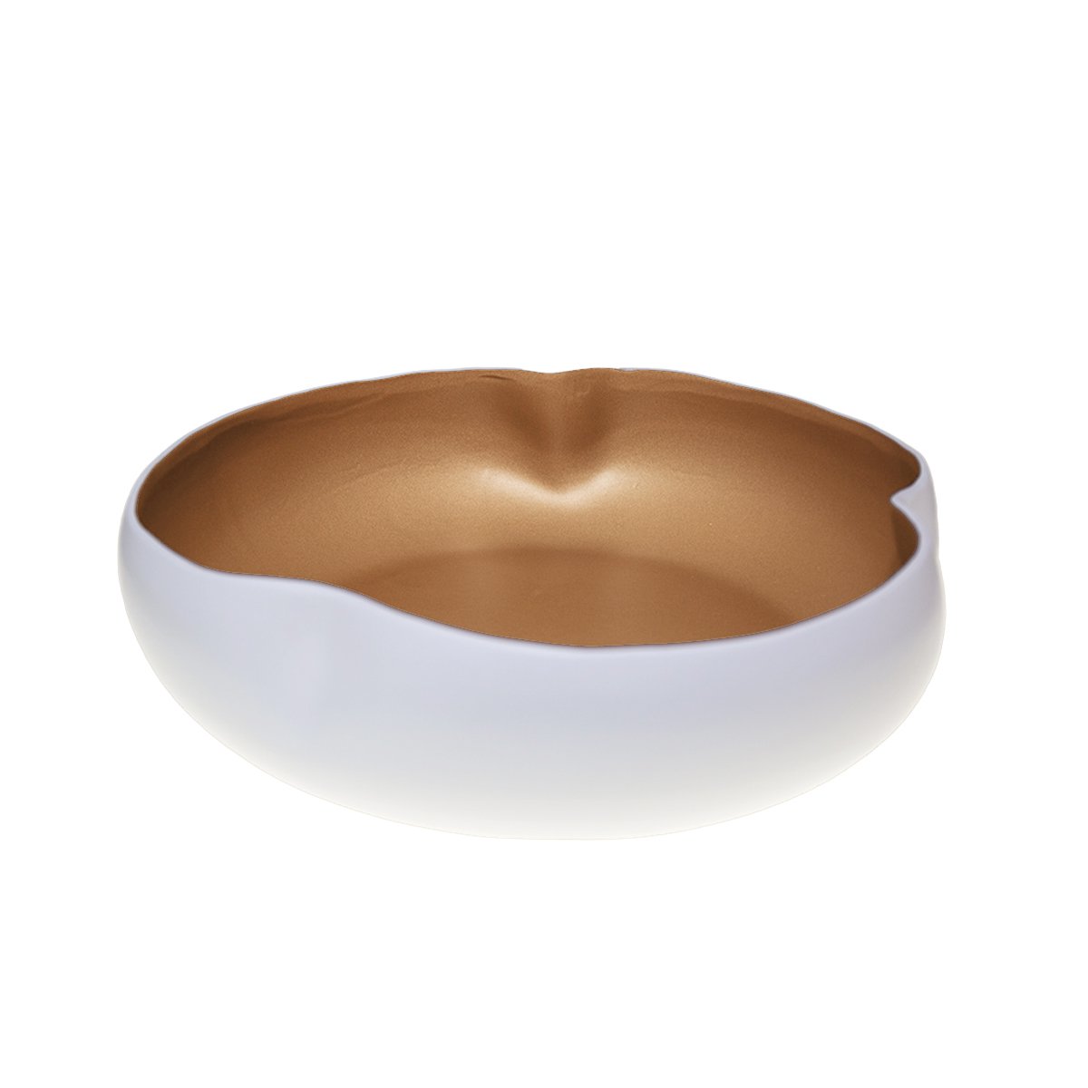 Ceramic serving bowl, white and gold, 34cm