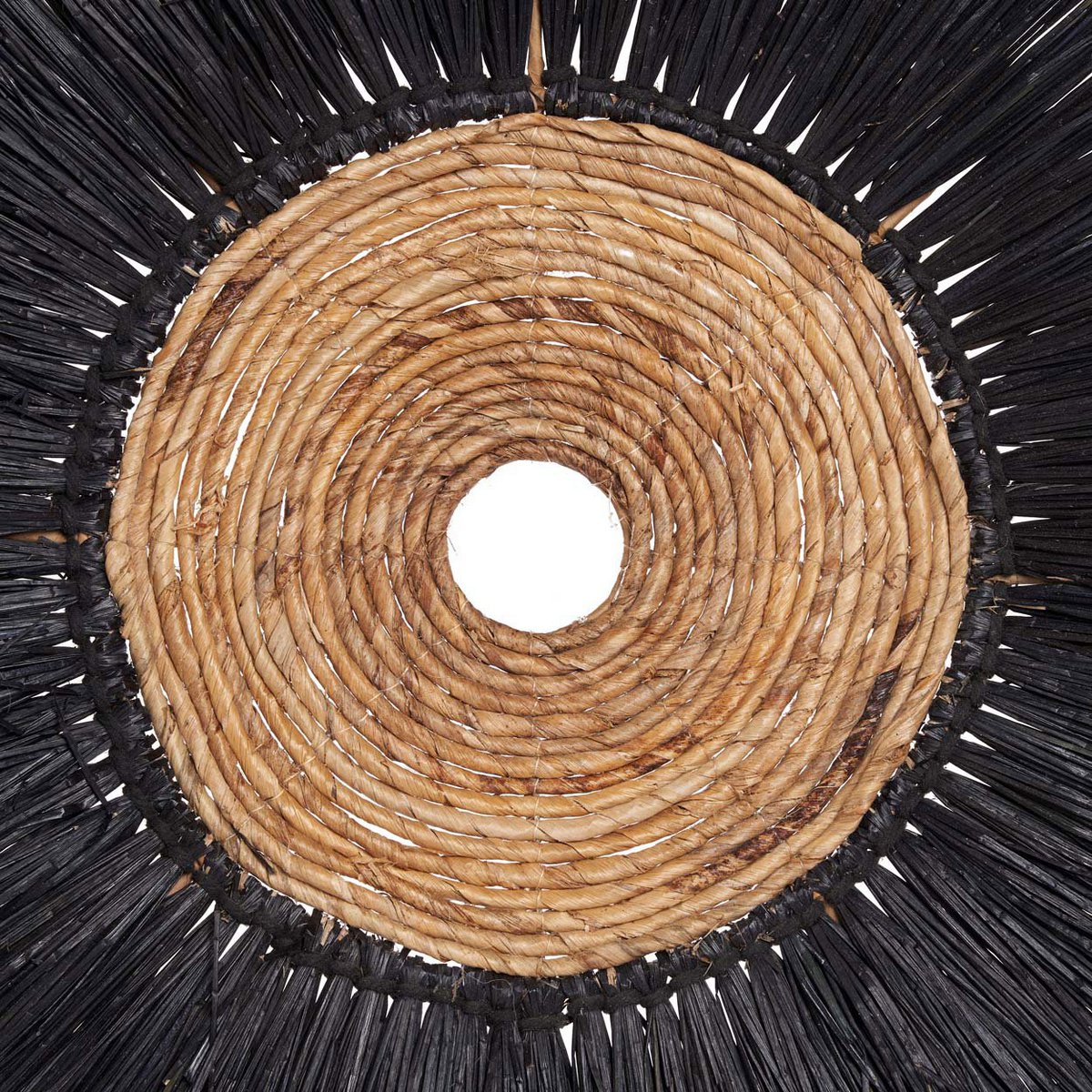 Palm leaf round wall deco, natural black - 110 cm