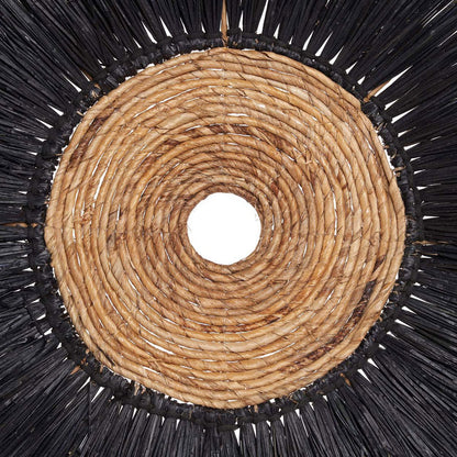 Palm leaf round wall deco, natural black - 110 cm