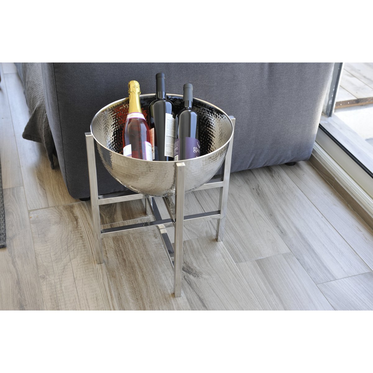 Champagnekøler i rustfrit stål, hamret, 42 cm - sæt med 2