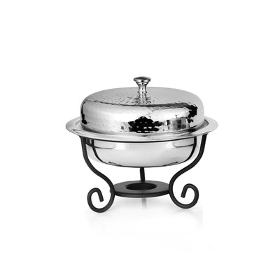 Hammered steel chafing dish round 1 L - buffet warmer