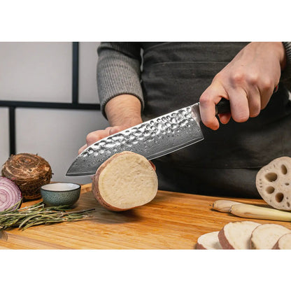 Damascus stainless steel santoku knife - 180 mm blade