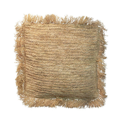 Raffia cushion cover 60×60 – handwoven, natural brown