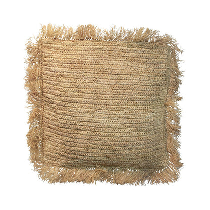 Raffia cushion cover 60×60 – handwoven, natural brown