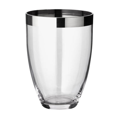 Hand-blown glass vase Charlotte, 20cm - platinum rim