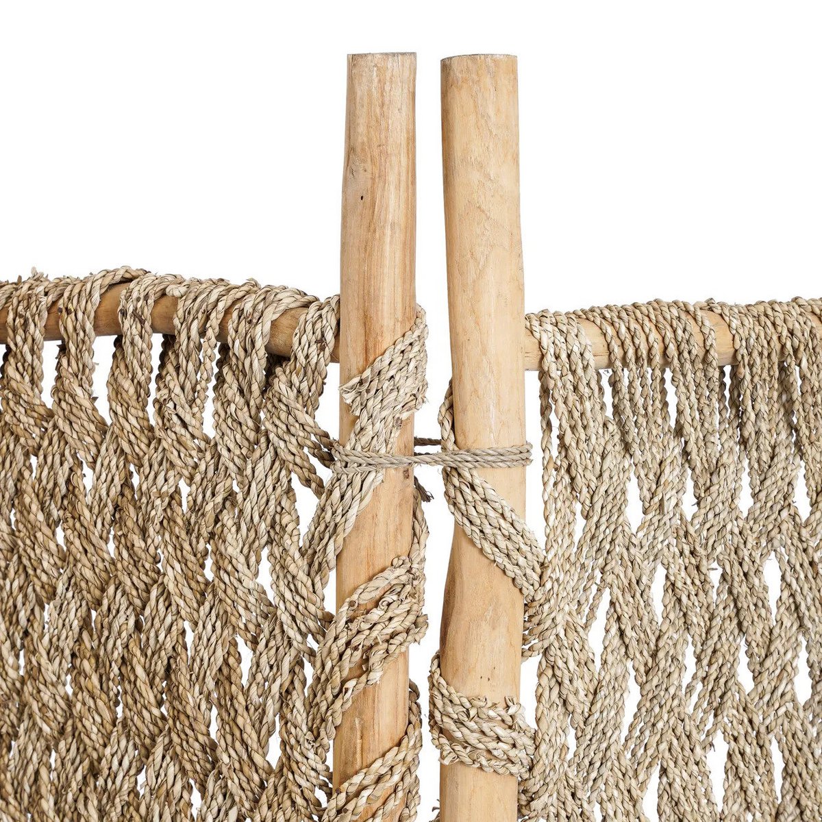 Teak and seagrass room divider - natural