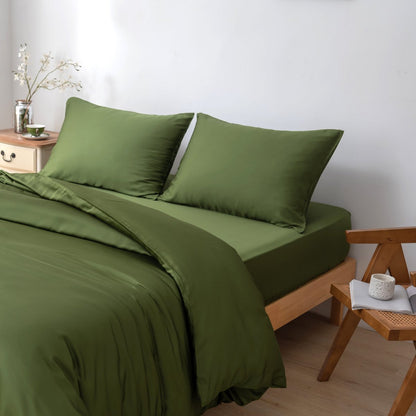 Bamboo bedding set, deep moss, single - 400TC