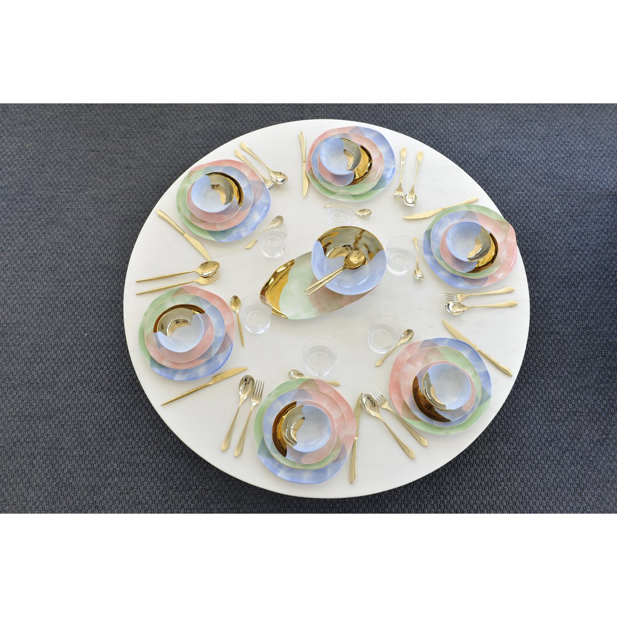Middagstallerken i porcelæn, 26 cm - Tricolor