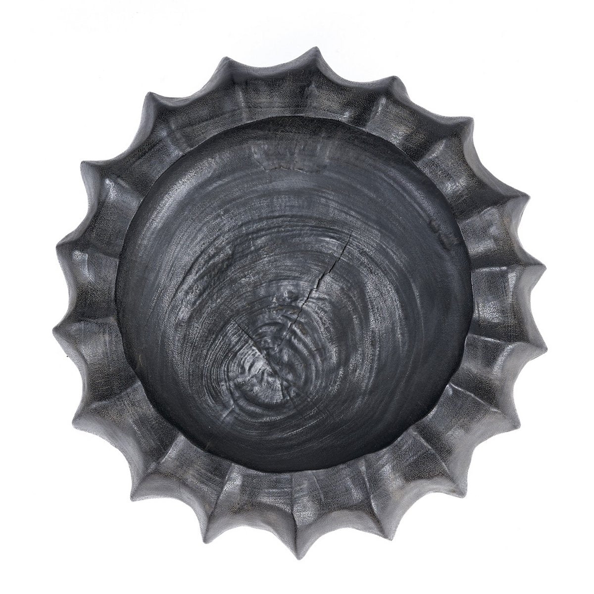 Mango wood bowl, hand-carved - black, 40 cm