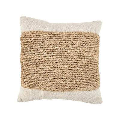 Raffia and cotton cushion cover – 50×50 cm