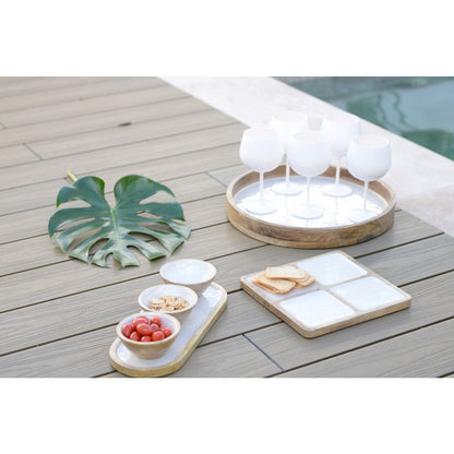 Mango wood square tray 40cm - white and natural grain