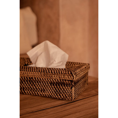 Rattan tissue box cover 27×14×9 cm - natural brown