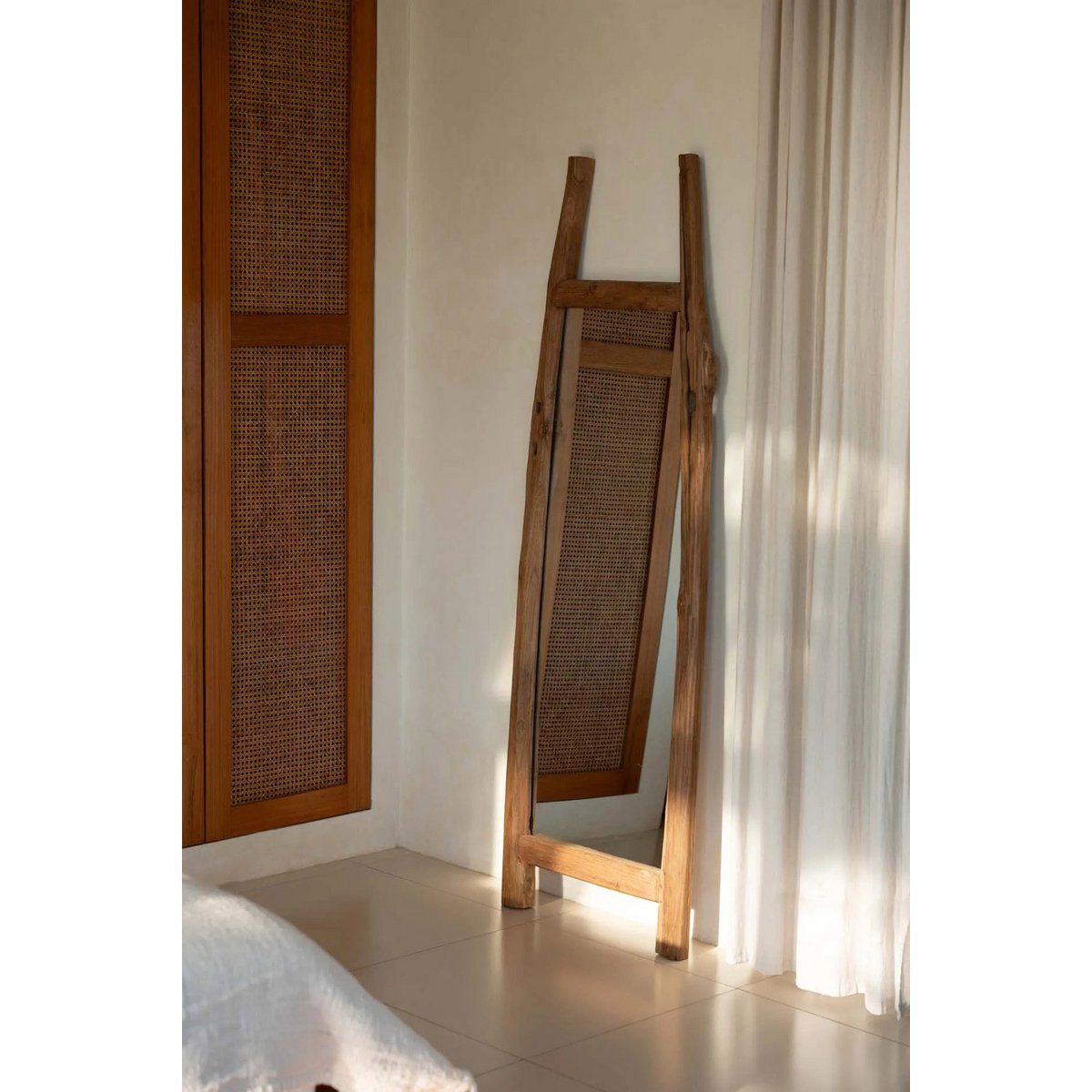 Stående træspejl 55×170 cm - rektangulært, natur, Indonesien