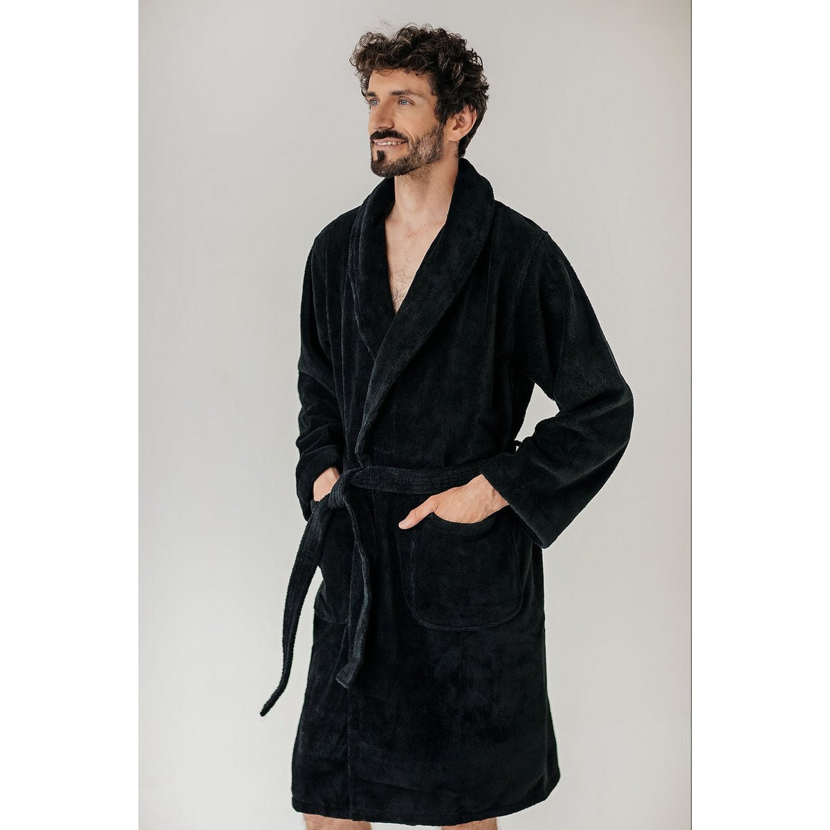 Teddy Badekåbe Sort XL - dobbeltsidet