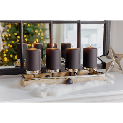 Adventsstage i rustfrit stål og mangotræ Lille, 45 cm