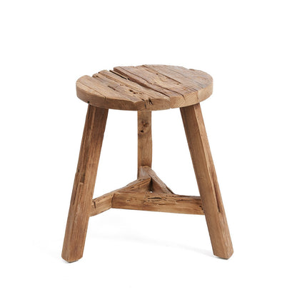 Reclaimed teak stool, tripod - 44cm L