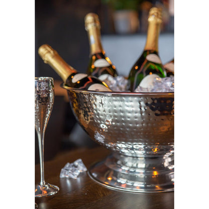 Hammered steel champagne cooler Ø 40 cm - high-polish finish