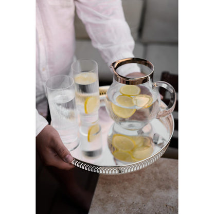 Hand-blown glass jug Olivia, 1.5L - platinum rim