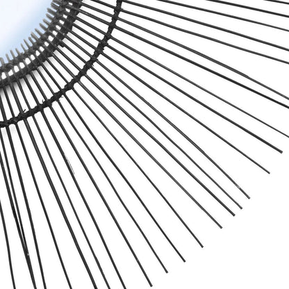 Rattan wall mirror, round, 90cm - Black