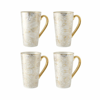Ceramic mugs with abstract design, set of 4