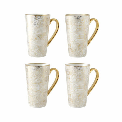 Ceramic mugs with abstract design, set of 4