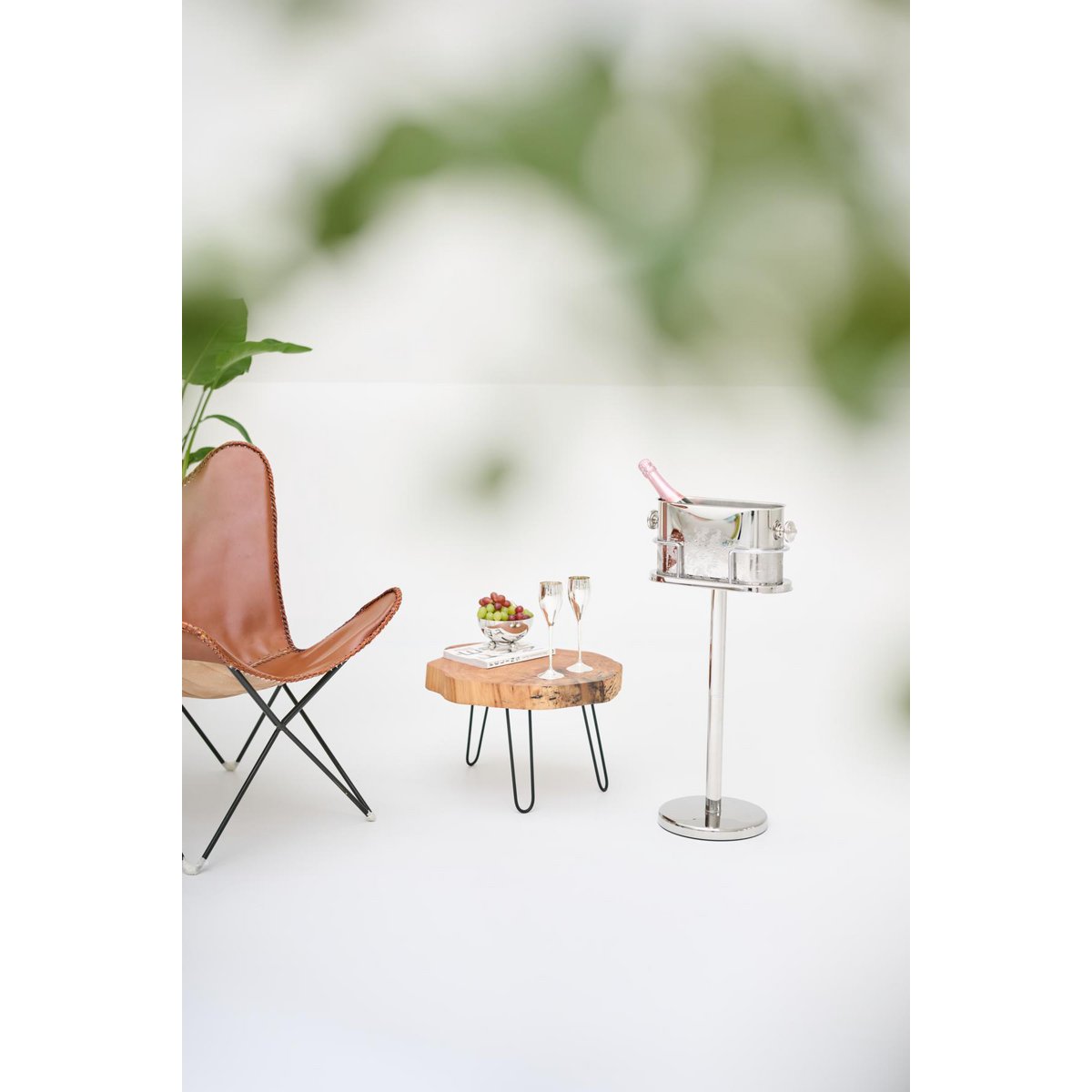Stainless steel wine cooler on stand Leo - 79 cm