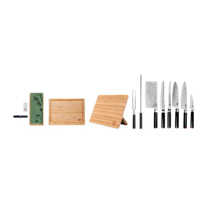 Complete knife and accessory set, 6 knives + 5 tools