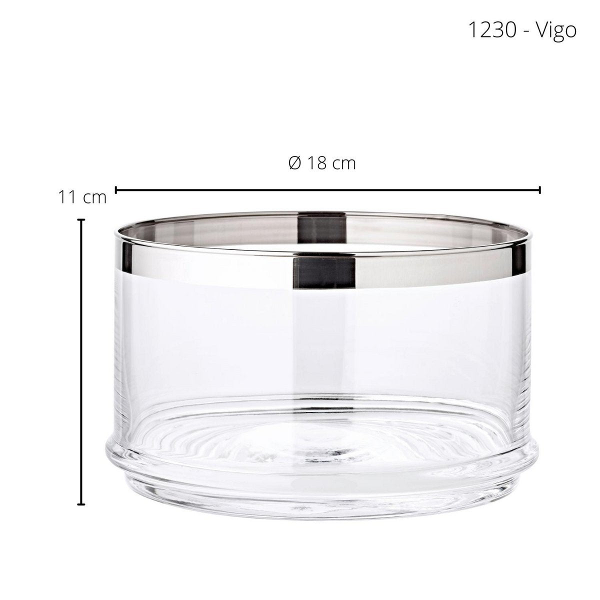 Hand-blown glass serving jar Vigo, 18cm - platinum rim