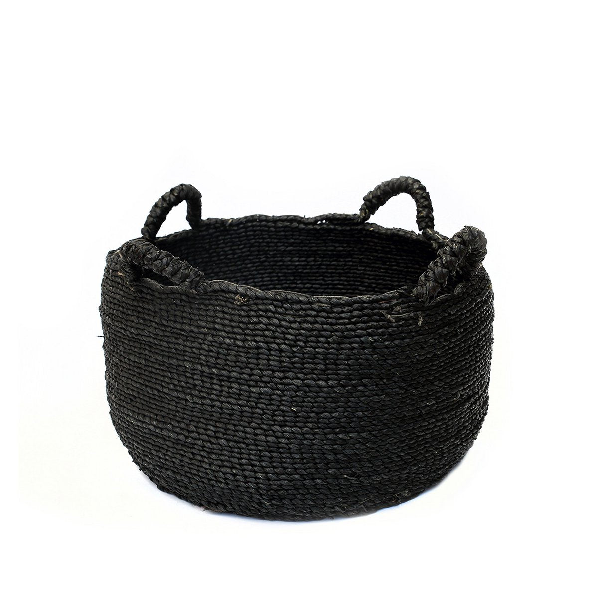 Seagrass basket, round, medium - Black
