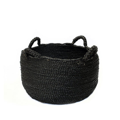 Seagrass basket, round, medium - Black