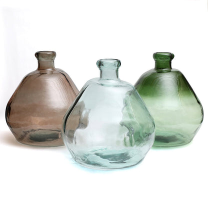 Vase aus recyceltem Glas, beige, große Skulptur
