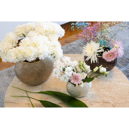 Aluminum oval vase, beige, 26 × 22 cm