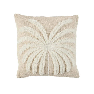 Cotton and raffia cushion cover, 50×50 cm - Natural white