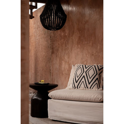 Natural black cotton cushion cover 50×50 cm - diamond pattern