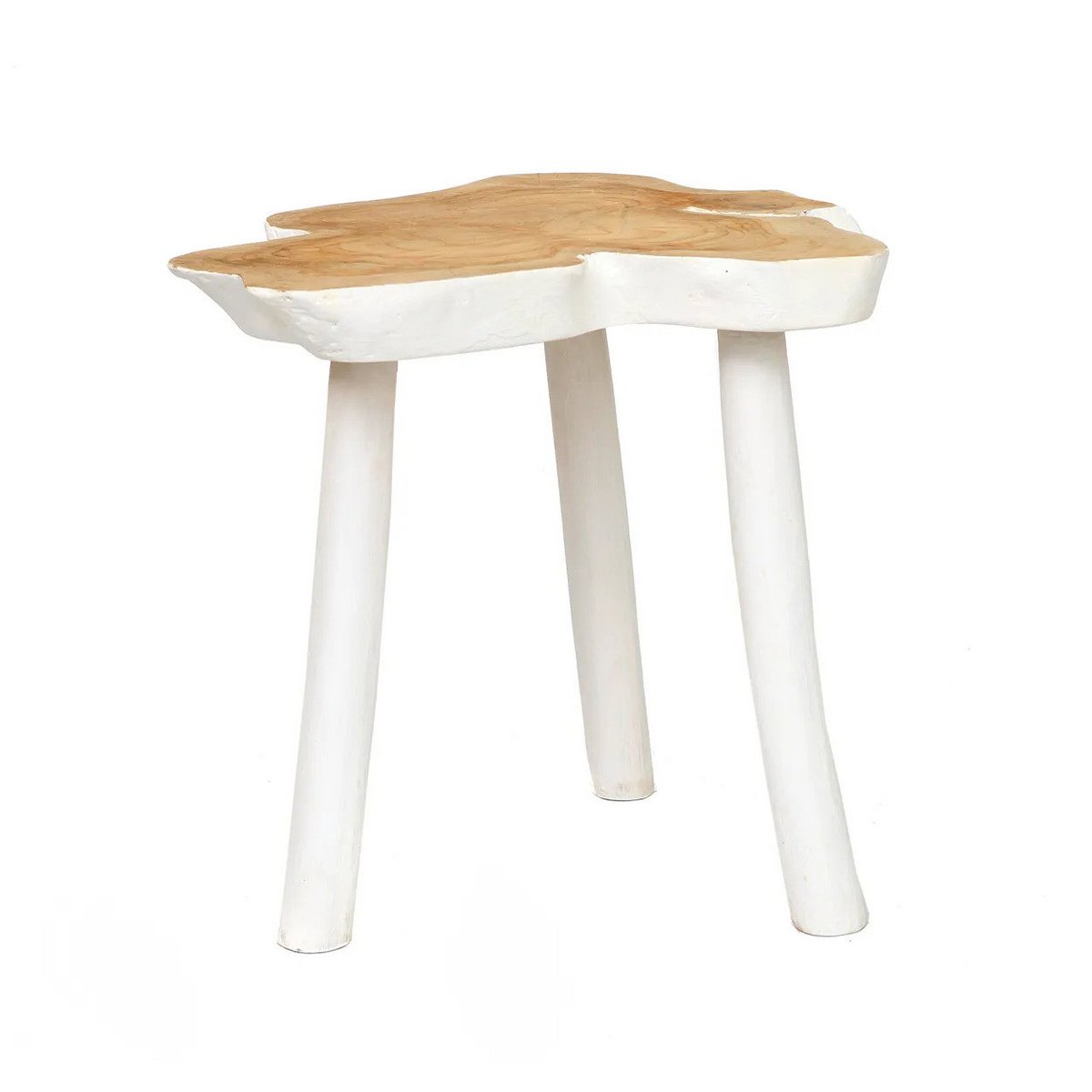 Organic wood side table 45×40 cm - natural white, Indonesia