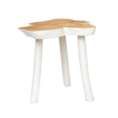 Organic wood side table 45×40 cm - natural white, Indonesia