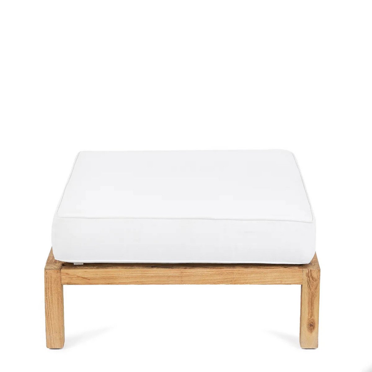 Teak wood modular ottoman, natural & white - 80cm