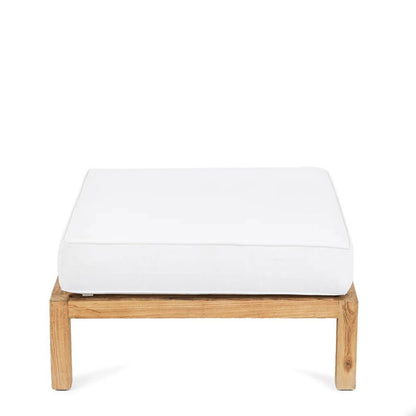 Teak wood modular ottoman, natural & white - 80cm