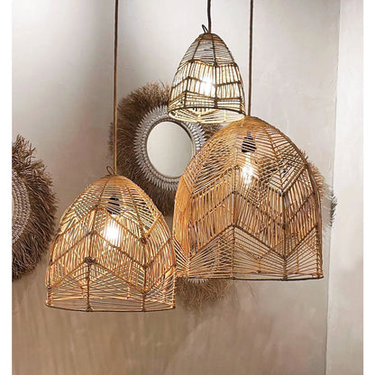 Rattan Pendelleuchte S – handgewebt, 20 cm Durchmesser