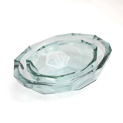 Blue glass origami bowl medium 25 cm - made in Spain