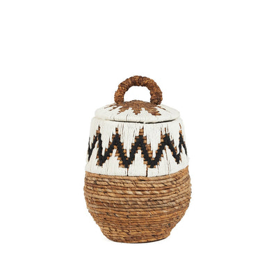 Palm leaf storage basket, natural white - S