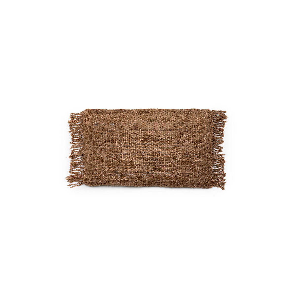 Hand-dyed cotton lumbar cover, 30×50 cm - Brown