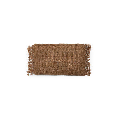 Hand-dyed cotton lumbar cover, 30×50 cm - Brown