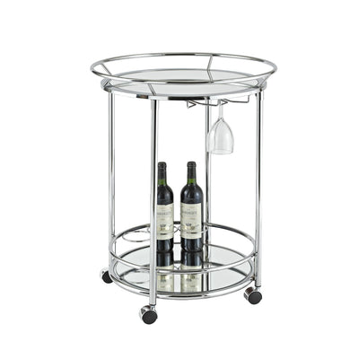 Stainless steel mirror tray table 56.5 cm - on casters