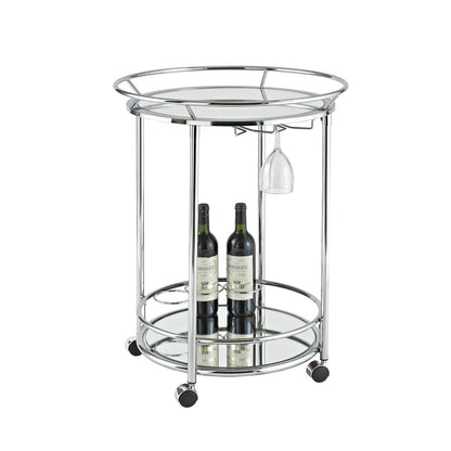 Stainless steel mirror tray table 56.5 cm - on casters