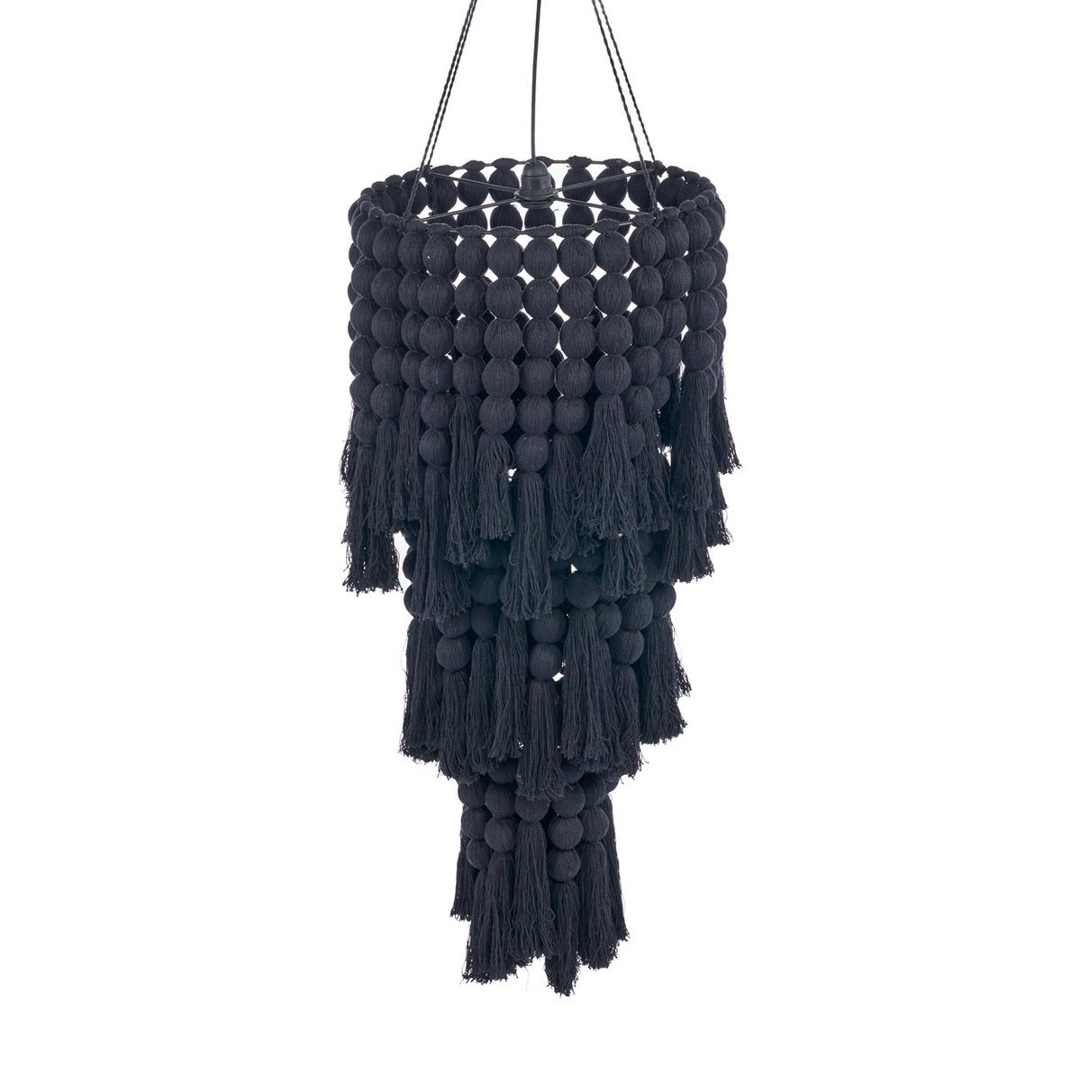 Nomad cotton chandelier, XL – black cascading strands