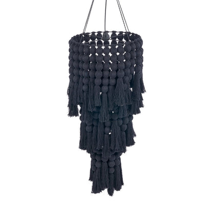 Nomad cotton chandelier, XL – black cascading strands
