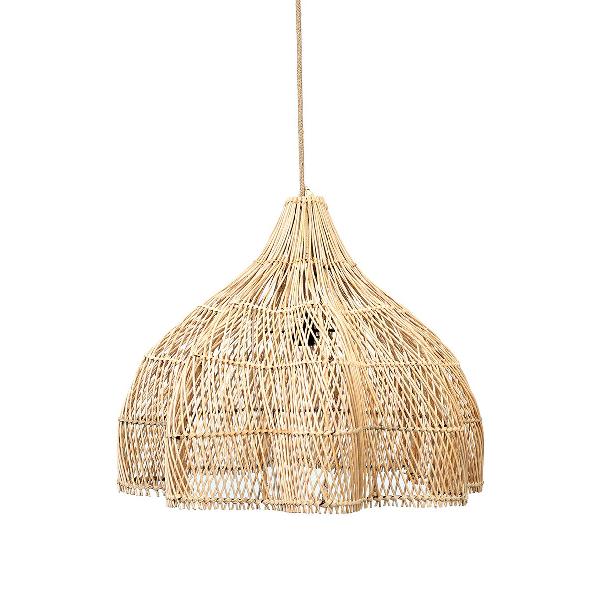 Pendelleuchtenschirm aus Naturrattan 60 cm – handgeflochten Whipped