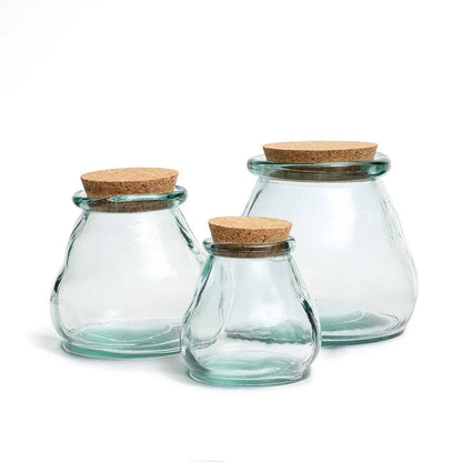 Recycled glass jar, rounded - blue - M