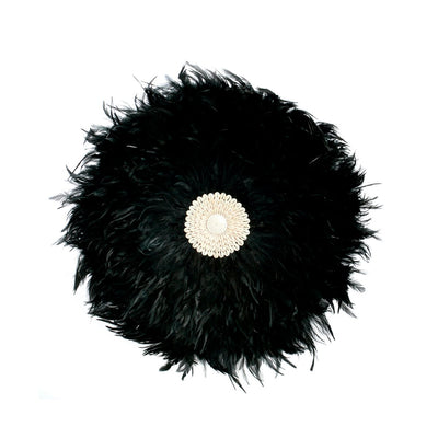 Black feather wall circle, 60 cm – handmade in Indonesia